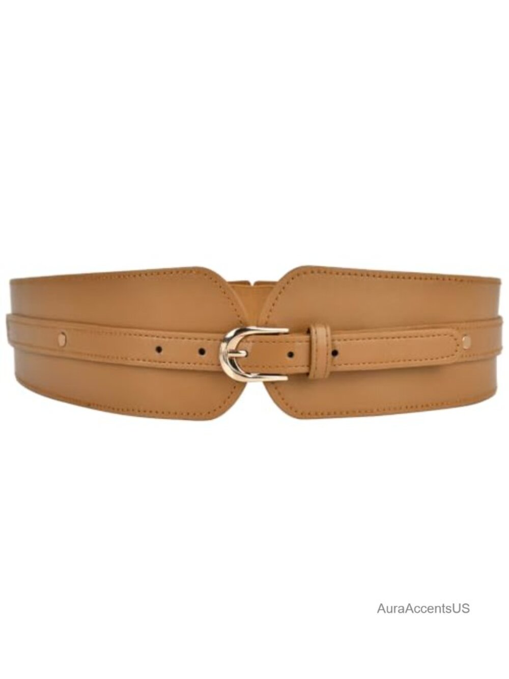 Plus Size Wide Elastic Waist Belt with Metal Buckle Stretch Cinch Belt Faux